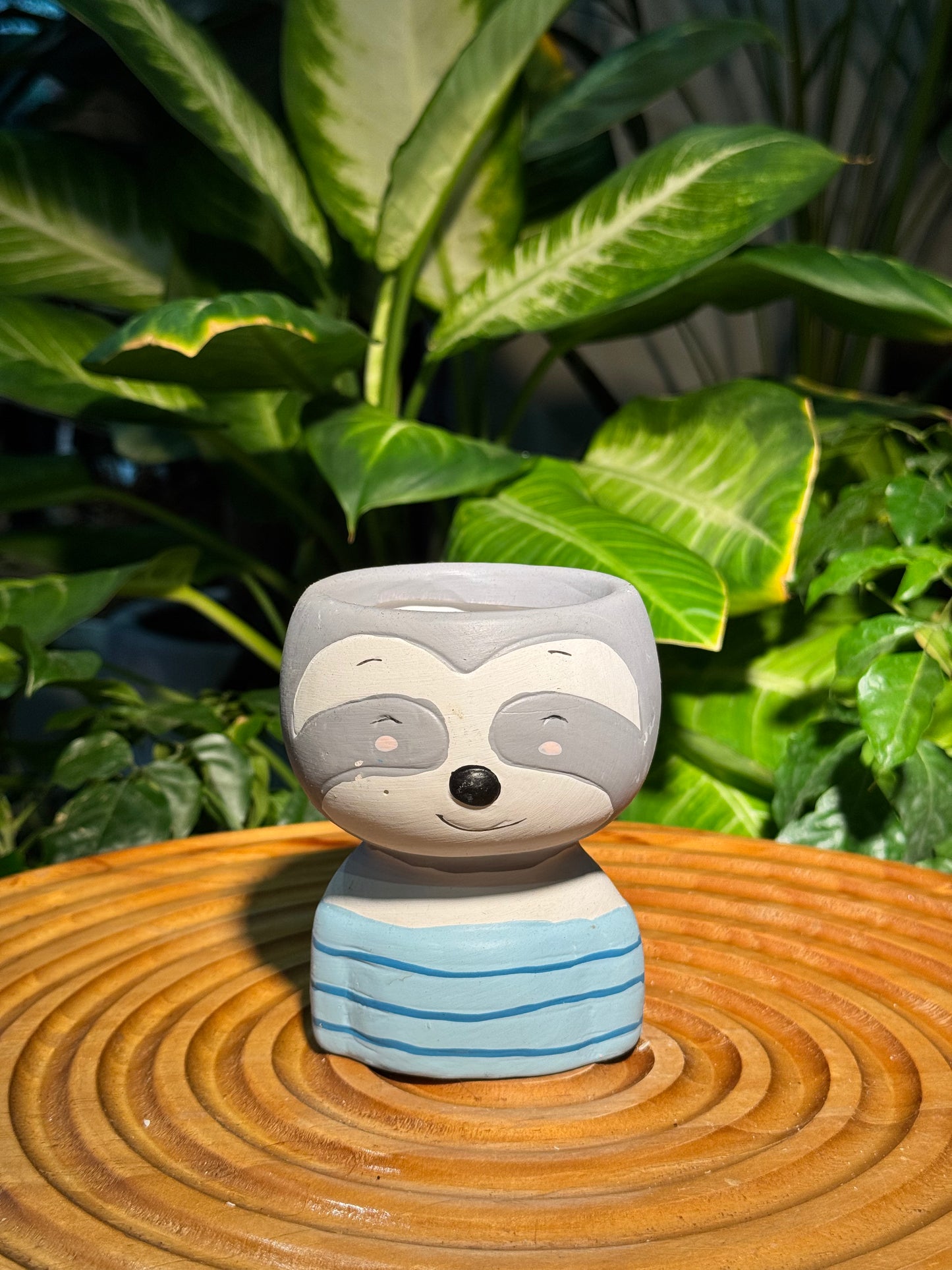 Sloth with Blue Shirt Ceramic Pot