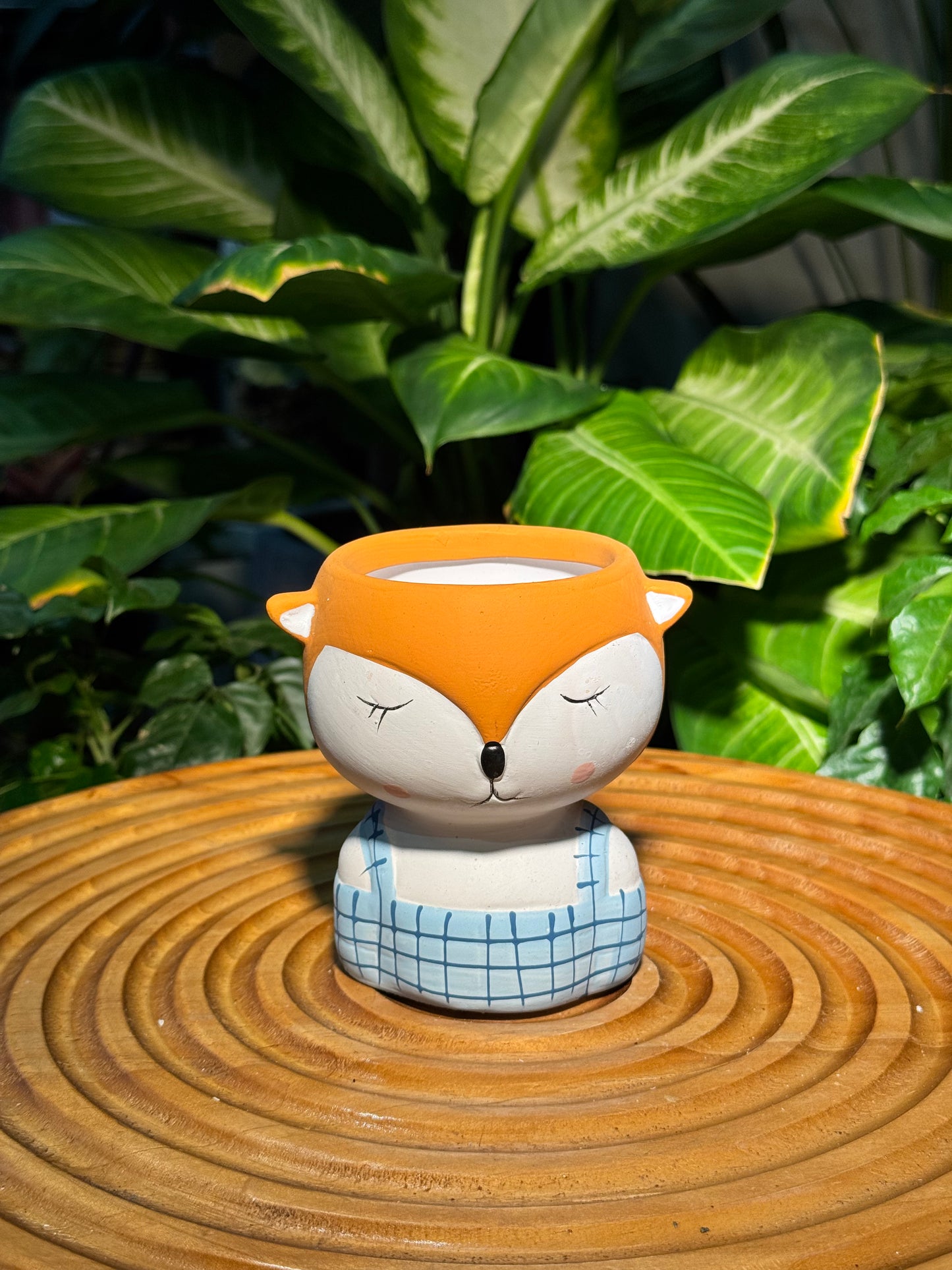 Fox with Blue Shirt Ceramic Pot