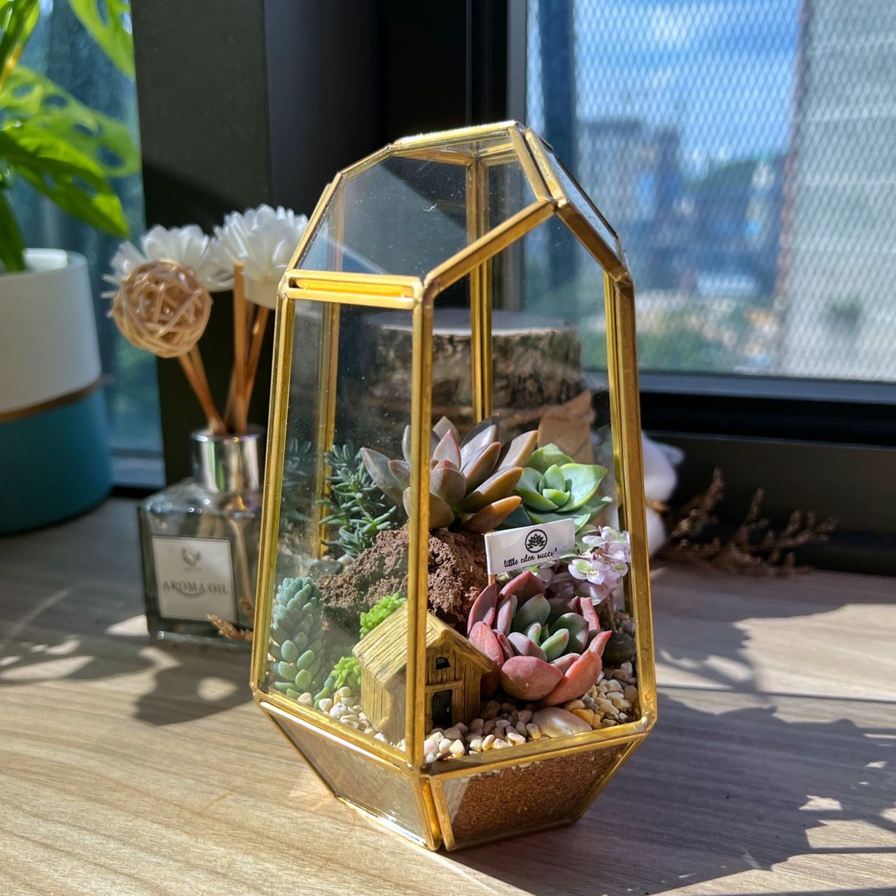 Golden Frame Polygonal Tall Glass