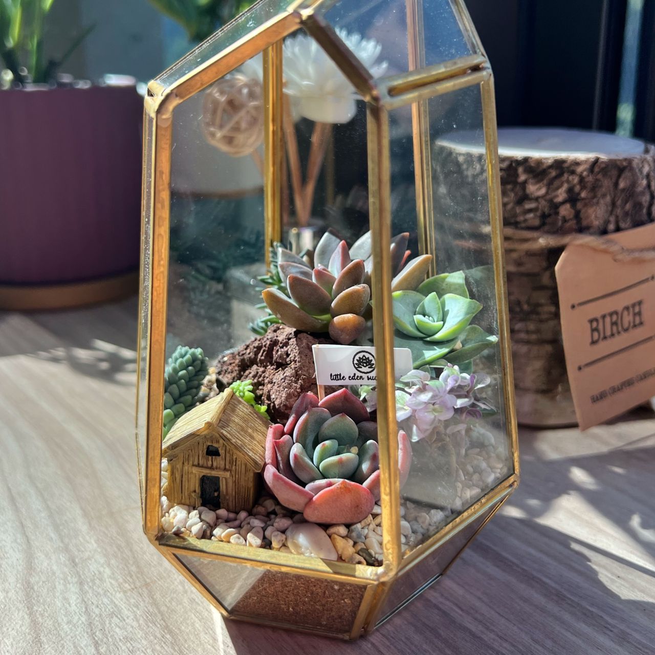 Golden Frame Polygonal Tall Glass