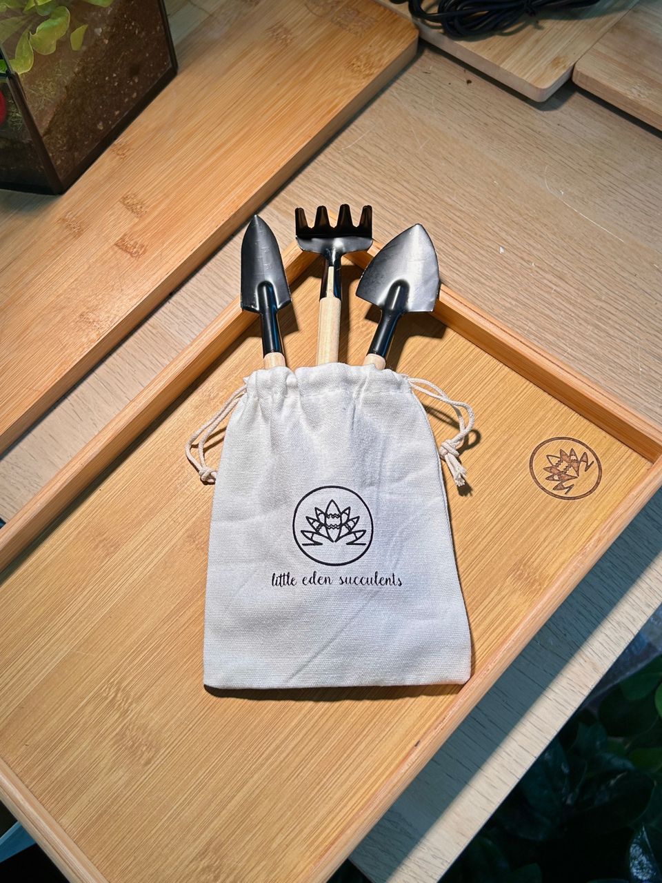 Mini Gardening Tools Set in LES Pouch (Mini Shovel, Rake & Spade / 园艺三件套)