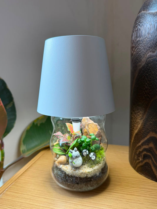 LES Table Lamp with Indoor Plant Terrarium in Hour Glass
