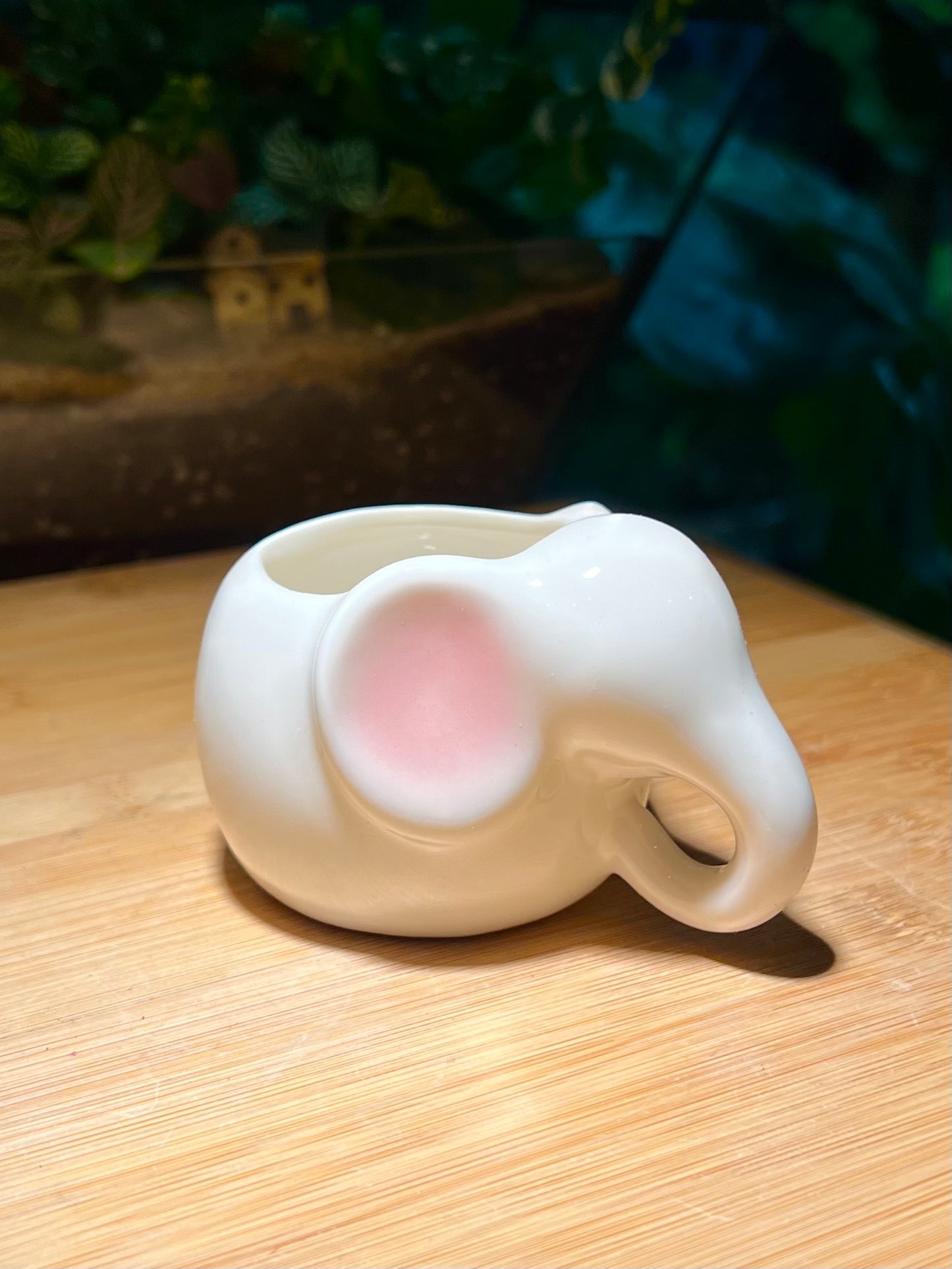 Elephant with Pinkish Ear Ceramic Pot