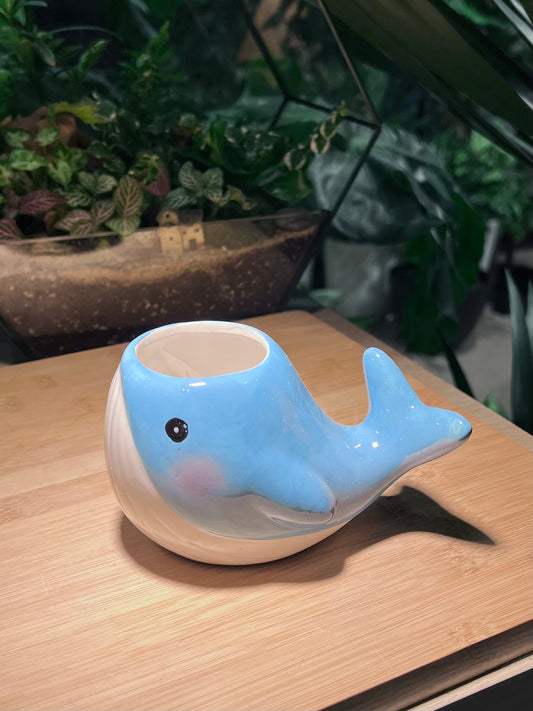 Sea Blue Whale Ceramic Pot