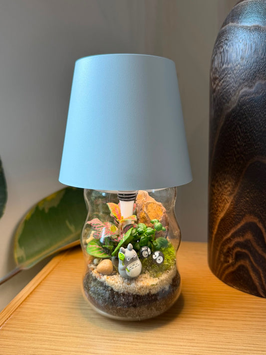 LES Table Lamp with Indoor Plant Terrarium in Hour Glass