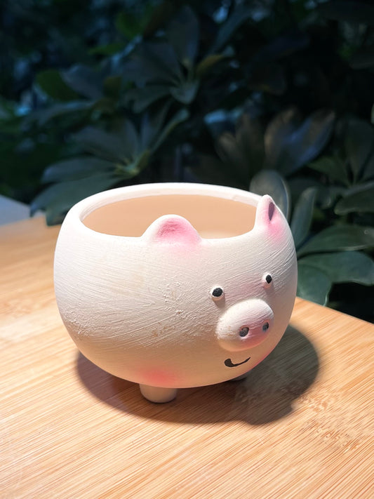 Round Pinky Piggy Claypot