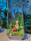 Indoor Plant Arrangement Pumila & Fittonia & Fern (薜荔 & 网纹草 & 蕨类) in Black Frame Polygonal Slim Glass with Lid