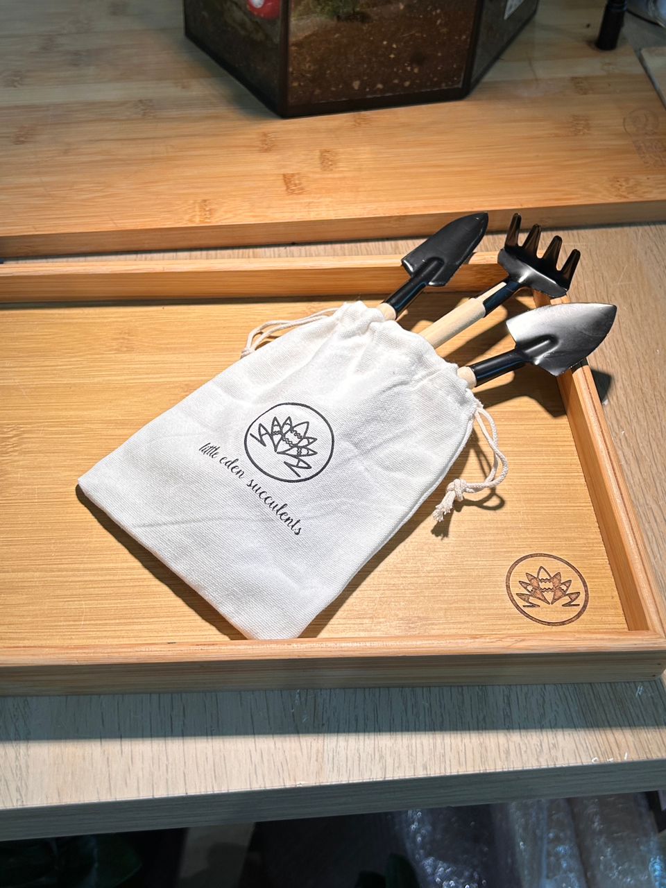 Mini Gardening Tools Set in LES Pouch (Mini Shovel, Rake & Spade / 园艺三件套)