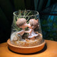 Valentine Gift: Airplant in Fuji Glass Terrarium with Wood Coaster