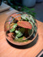 Fittonia and Fern with Moss Arrangement in Round Glass Terrarium