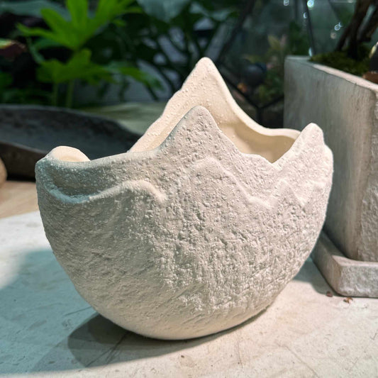 White Faux Stone Mountain Pot