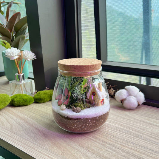 Indoor Plants in Round Covered Glass (L)